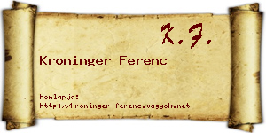 Kroninger Ferenc névjegykártya