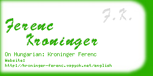 ferenc kroninger business card